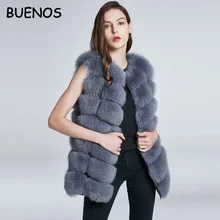 BUENOS зимняя женская меховая жилетка пальто роскошный из искусственной лисы теплая меховая куртка модные меховые пальто куртка женская