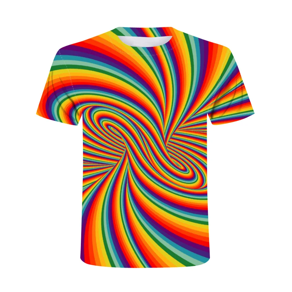 

3D digital printed t-shirts swirl in colour in Europe and America 3