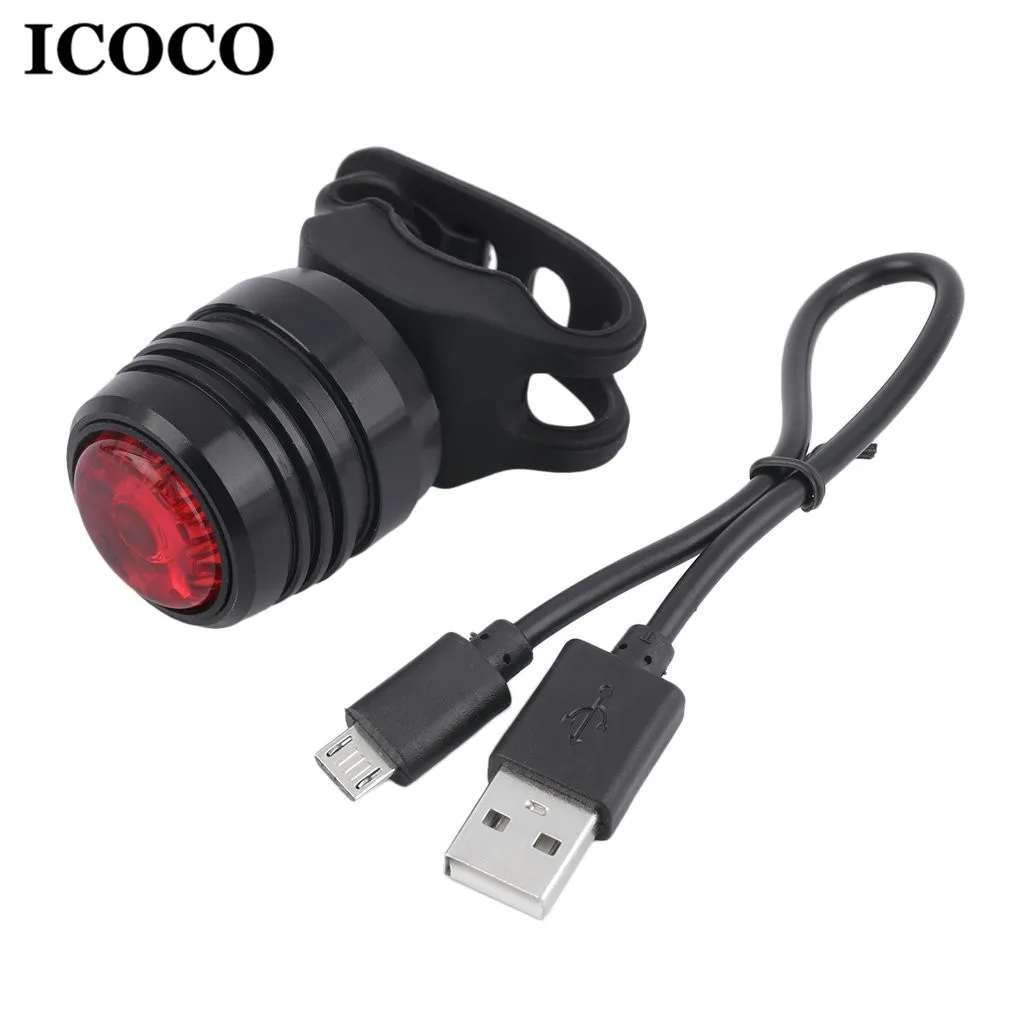ICOCO USB Перезаряжаемые Алюминий сплав силиконовый чехол со светильник с 3-режим для велосипеда велосипедный задний Предупреждение красный светильник оптом