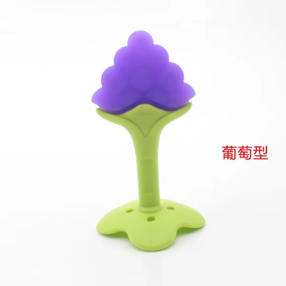 Grape Детская силиконовая учебная зубная щетка без бисфенола в форме фруктов, безопасный Прорезыватель для зубов, жевательная игрушка, кольцо для прорезывания зубов, подарок для младенцев, детская, жевательная - Цвет: Grape