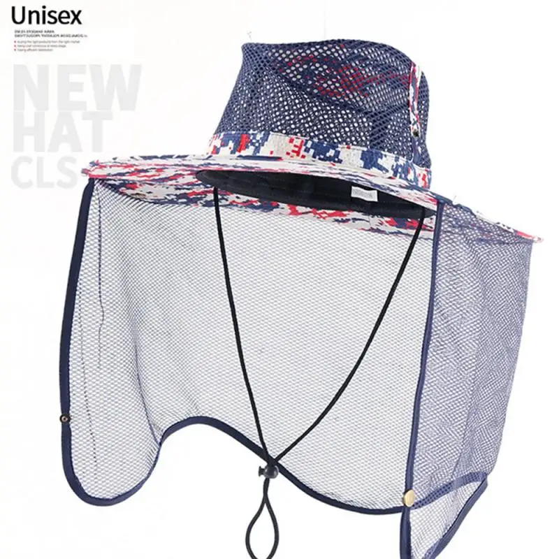 Newest Outdoor Anti-mosquito Thickening Fisherman Hat Camping Travel Sunscreen Camouflage Hat With A Wide Brim