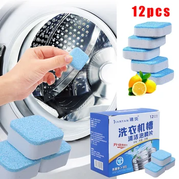 

12pcs Effervescent Tablets Washing Machine Cleaning Washer Deep Descale Powerful Formula Removes Sediments