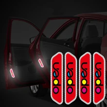 4 шт Творческая Автомобильная дверь открыта Светоотражающие Стикеры мультфильм анти-ударная нуля модификации для вождения Предупреждение безопасности ленту, сделанную с 3 м