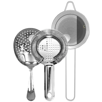 

Cocktail Strainer - 3 Piece Bartender Kit - Stainless Steel Cocktail Strainer Set, Premium Bar Set for Bars, Parties