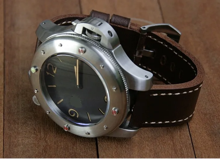 60 мм большой черный циферблат с двумя стрелками GEERVO Asian 6497 17 jewels механический ручной Ветер движение Титановый корпус для часов мужские часы