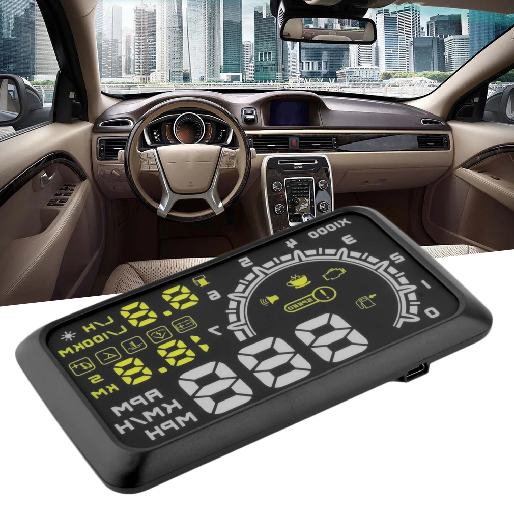 W2 светодиодный автомобильный HUD Дисплей для интерфейса OBD2 Plug/Play speed warning system