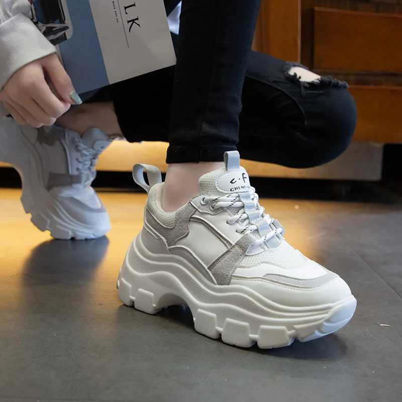 

Siddons 2020 New Arrival Platform Shoes For Women Chunky Sneakers Vulcanize Shoes Mixed Color Lace Up Running Casual Shoes Woman