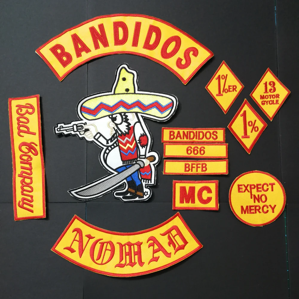 Новое поступление 12 шт./компл. BANDIDOS NOMADS MC патчи для куртки жилета мотоцикла одежды