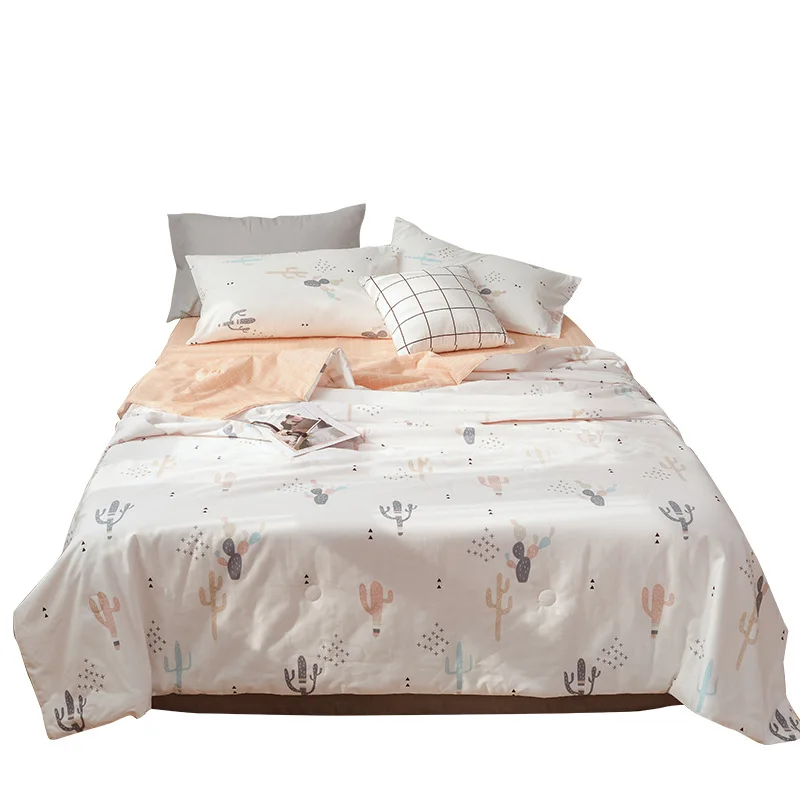 

2019-Washing Cotton Cotton Summer Cool Duvet Insert Four-piece Set Hipster Pure Cotton Single Double Air Conditioner Thin Blanke