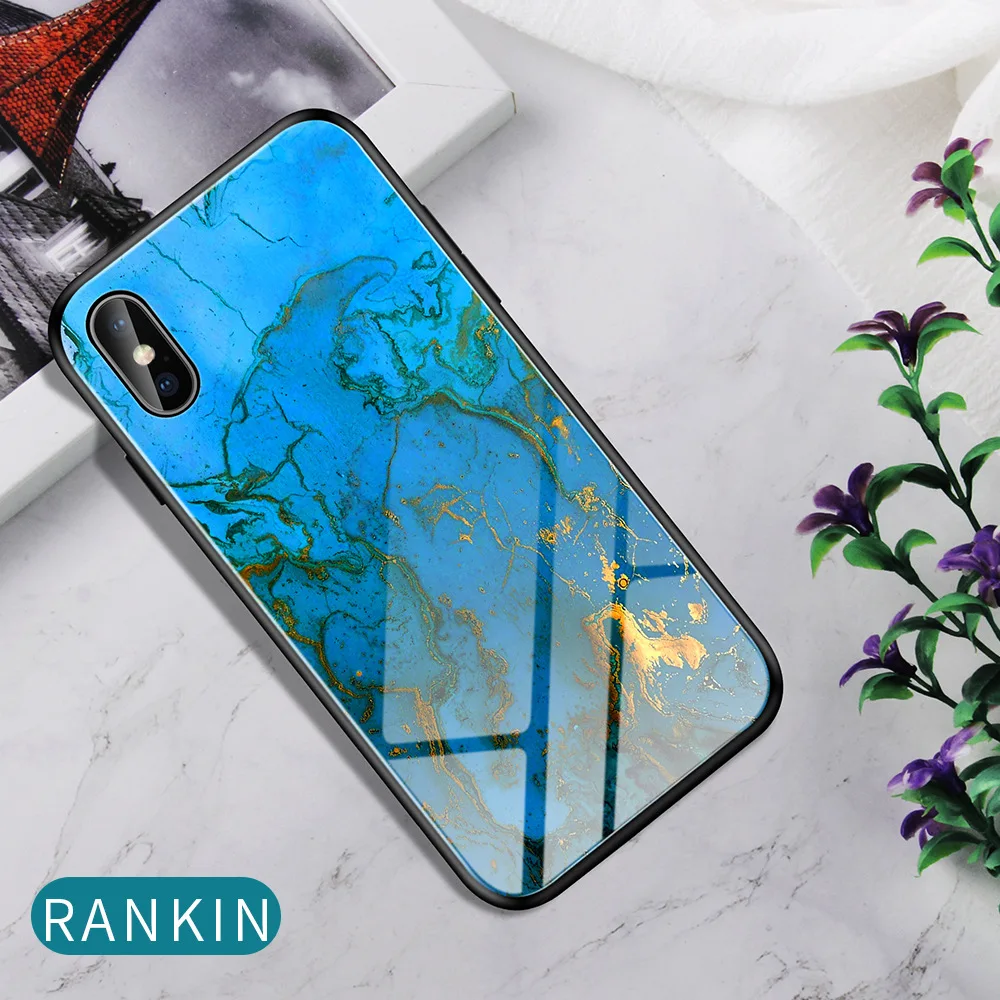 Градиентное закаленное стекло для iPhone XS Max XR X 8 7 6 6s Plus мраморная защитная задняя крышка для телефона чехол для iPhone 8 - Цвет: 02