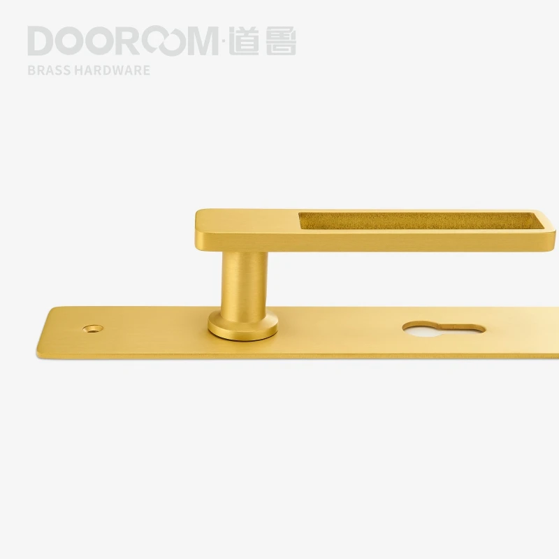 Dooroom латунный дверной рычаг ультра-тонкий бесшумный черный золотой интерьер спальня ванная комната деревянный дверной замок набор длинная пластина
