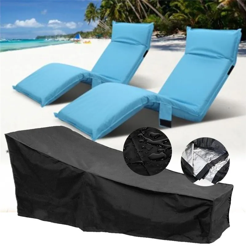 

Black Lounge Chair Dust Cover Oxford Cloth Waterproof Outdoor Garden Patio Home Furniture Beach Chairs Protection Portable Cover