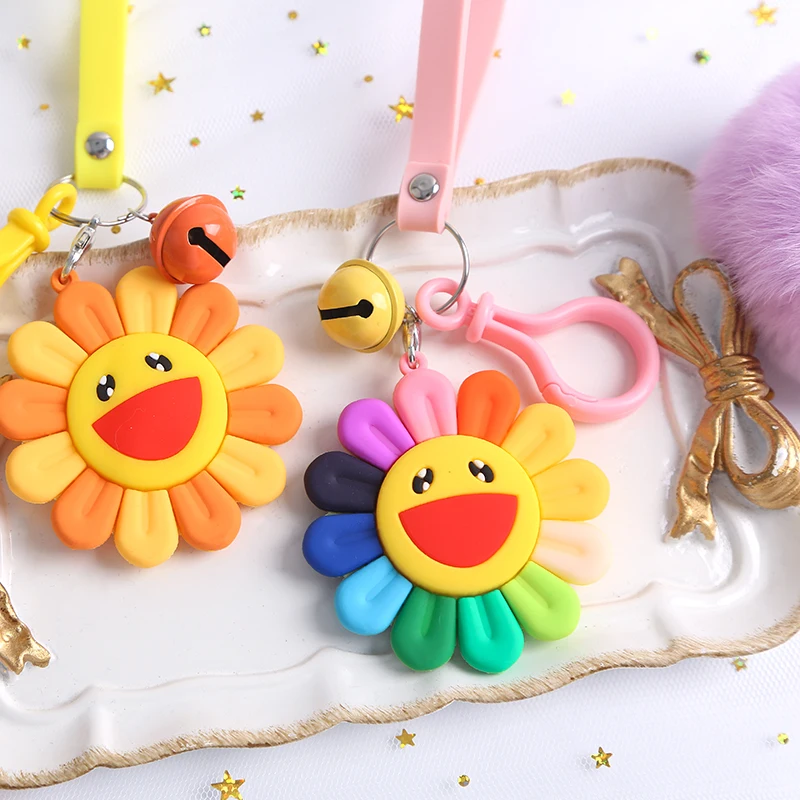 

Cute Sunflower Rainbow Cartoon Pendant DIY Key Ring Stationery Journal Deco Gift 1 Piece