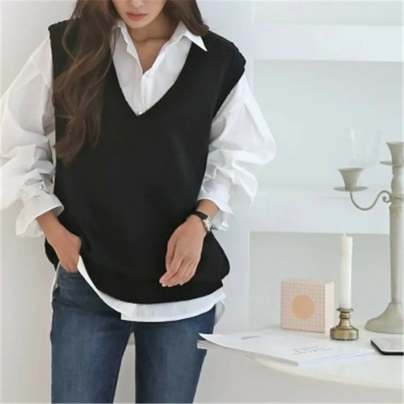 

Chic Basic Simple Solid Knitted Vest for Women Elegant Twist Knitwear All-match Termperament Outwear 2020 Winter Sweaters