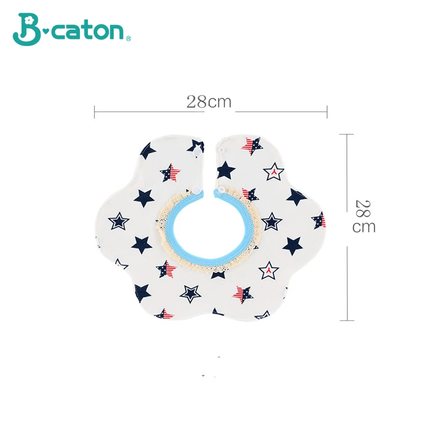 Baby bib petals 360-degree spinning three-layer waterproof bib cotton baby newborns Kindergarten use 28x28cm