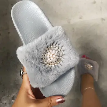 

Summer Autumn Slippers Women Shoes Platform Flip Flops Sandals Beach Shoes Lady Indoor Home Furry Slippers Non-slip Floor shoes