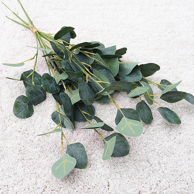 

55cm PVC Floral Stem Faux Greenery Leaf for Wedding Photography Decor Party Home Craft Fake Plant Artificial Eucalyptus Leaf