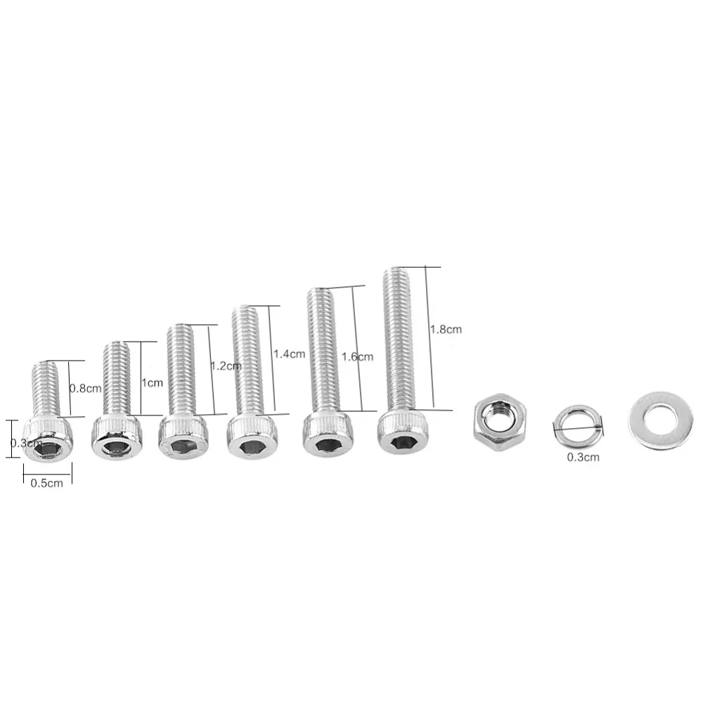 

300pcs M3 Stainless Steel Hex Socket Screws Bolt With Hex Nuts Washer Assortment