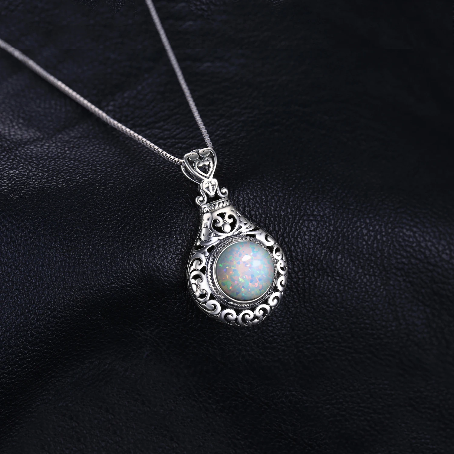 JewelryPalace Vintage 2,5 ct Cabochon Synthetischer Opal 925 Sterling Silber Herz Liebe Statement Anhänger Halskette Choker Nr._voghion.com