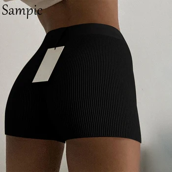 

Casual Fashion White Black High Waist Women Knitted Biker Bodycon Shorts Summer Cotton Sweat Mini Sexy Shorts Femme