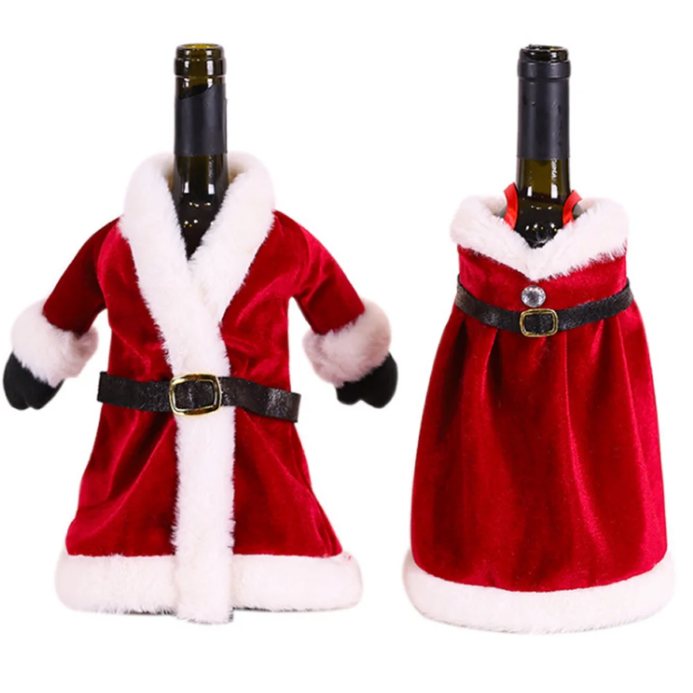 Рождественская винная бутылка покрывает красное платье винного цвета юбка Рождественский обеденный стол набор бутылка украшение TP899