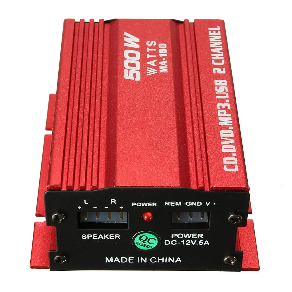 

500W 12V 2CH Car Audio Amplificador HIFI Audio Power Amplifier bluetooth Stereo Amplifiers FM Radio USB W