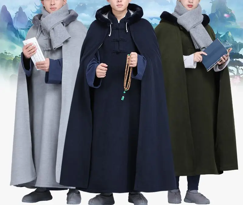 Зимняя теплая накидка унисекс в стиле Дзен 8 цветов плащ для медитации шаолин