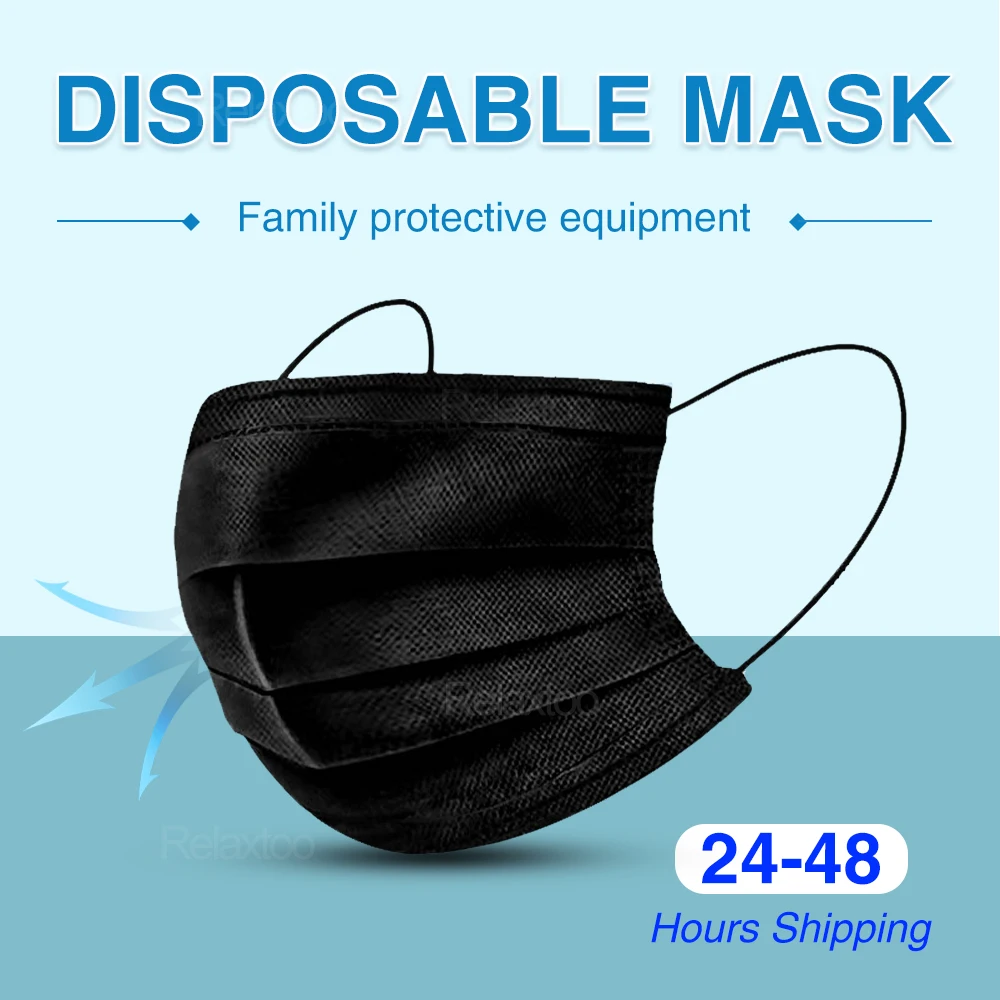 

mascara subzero masks Disposable 3 Layers Non-woven black respirator masks Anti Droplets face masks respirator for Adults grown