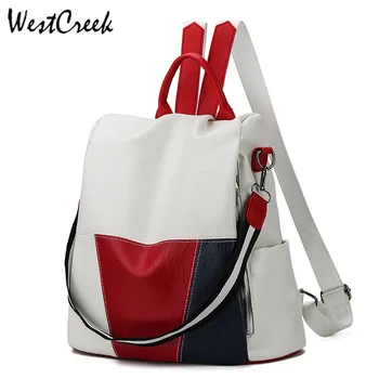 

WESTCREEK Brand Anti Theft Women Backpack Purse School Bags for Girls Waterproof Multi-function Travel Back Pack Hit Color Bag