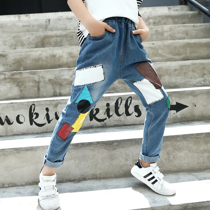 

Childrenswear Girls Spring And Autumn Jeans 2019 New Style Autumn Fashion Tide Ride Patch Seed Pants Big Boy GIRL'S Pants