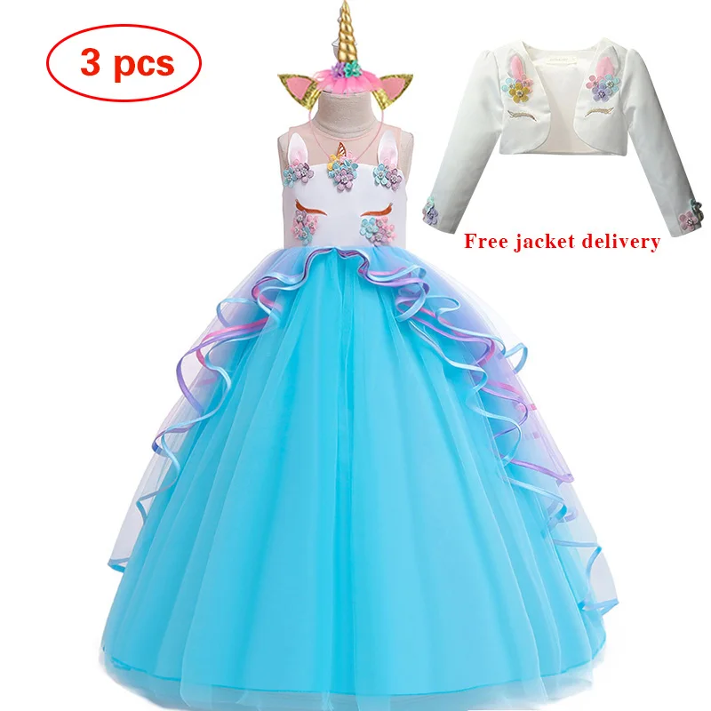 Flower girl Unicorn rainbow wedding party dress girl birthday party Unicorn role dance performance dress Flower girl Unicorn rainbow wedding party dress girl birthday party Unicorn role dance performance dress