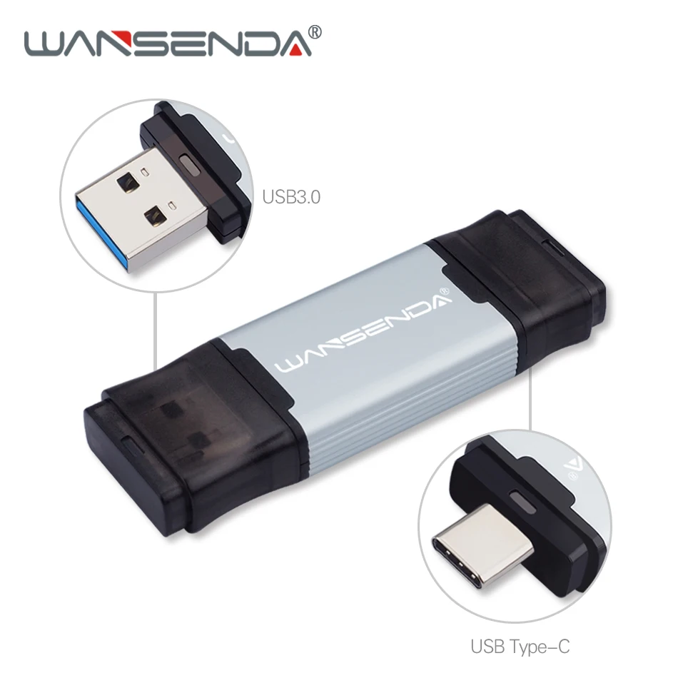 WANSENDA USB 3.0 TYPE C USB Flash Drive 512GB 256GB Pen Drive 16GB 32GB 64GB 128GB External Storage Pendrive for Android/PC 