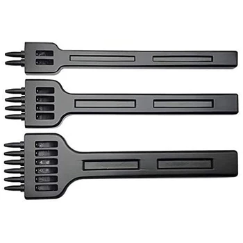 

3 Piece Set 2/4/6 Fork Hole Round Row Drilling Tool DIY Leather Interval Drilling Tool Black Row Punch