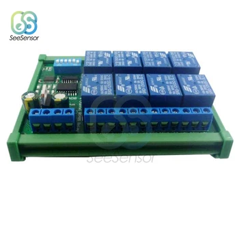 

DC 12V 8 Channel RS485 Relay Module Modbus RTU UART Remote Control Switch Board Din Rail Box