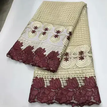 

African Guipure Lace Cord Lace Latest Embroiderey French African Cord Lace Fabric 2020 High Quality Nigeria Lace Fabric 5yards