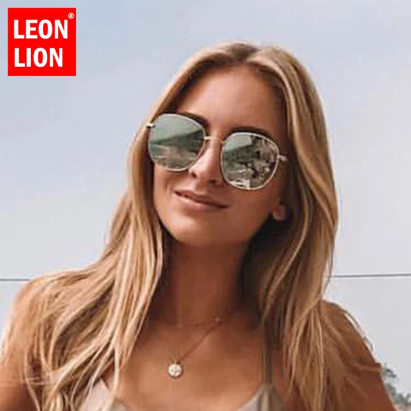 Женские зеркальные солнцезащитные очки LEONLION квадратные в стиле ретро большие