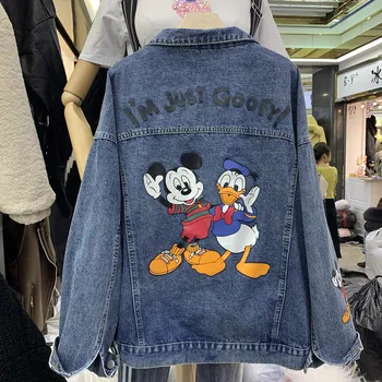 

2020 Spring and Autumn New Korean Bf Loose Cartoon Print Cowboy Coat Women Retro Denim Jacket Casual Students Jeans Coat