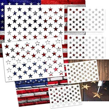 

6Pcs Reusable Star Stencil American Flag Template Stencil for Painting on Fabric Paper Wood Wall Multiple Use