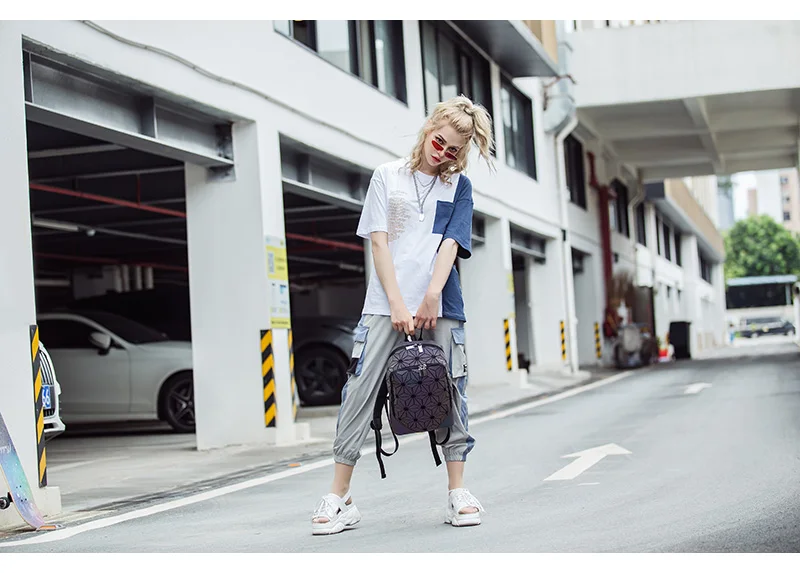 DIOMO модный светящийся неровный треугольный рюкзак с блестками для женщин модный рюкзак женский рюкзак корейский