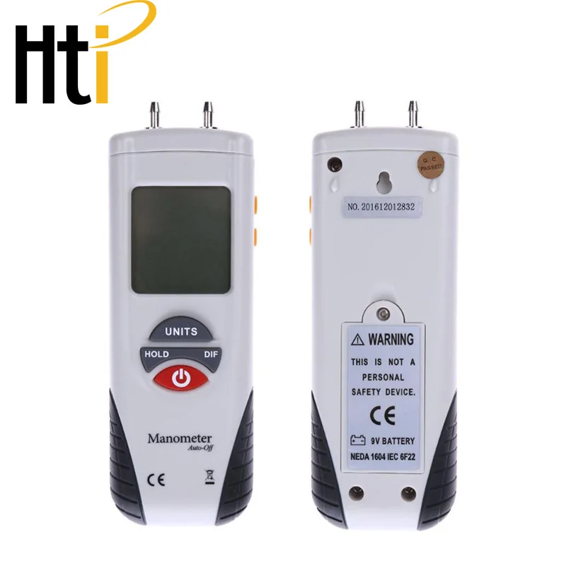 Hti-Xintai Digital Manometer Dual Port Air Pressure Meter Pressure Gauge HVAC Gas Tester Large LCD Display with Backlight Basic