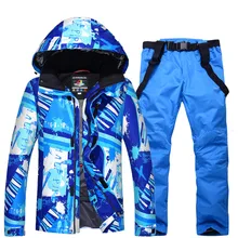 Лыжный костюм для мужчин, зимний уличный однобортный двухбортный лыжный костюм, ветрозащитный водонепроницаемый теплый утолщенный лыжный комплект одежды