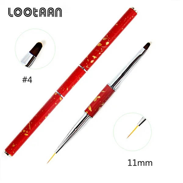 Lootaan черная ручка с двойной головкой и кристаллами 9 мм и 11 мм кисть для рисования подводка Ручка для рисования Гель-лак прозрачный арт для ногтей инструменты для маникюра - Цвет: Red