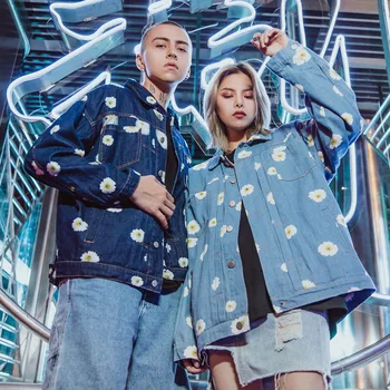 

Full Version of Zou Ju Printing Explosion Section Casual Denim Jacket Couple Jacket Male Loose Jacket Male