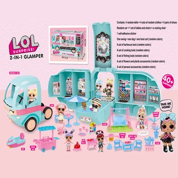 OriginalLOLSurpriseDollsDIY2in1BusGLAMPERToyLolDollPlayHouseGamesLOLSURPRISEToysforGirlsBirthdayGifts