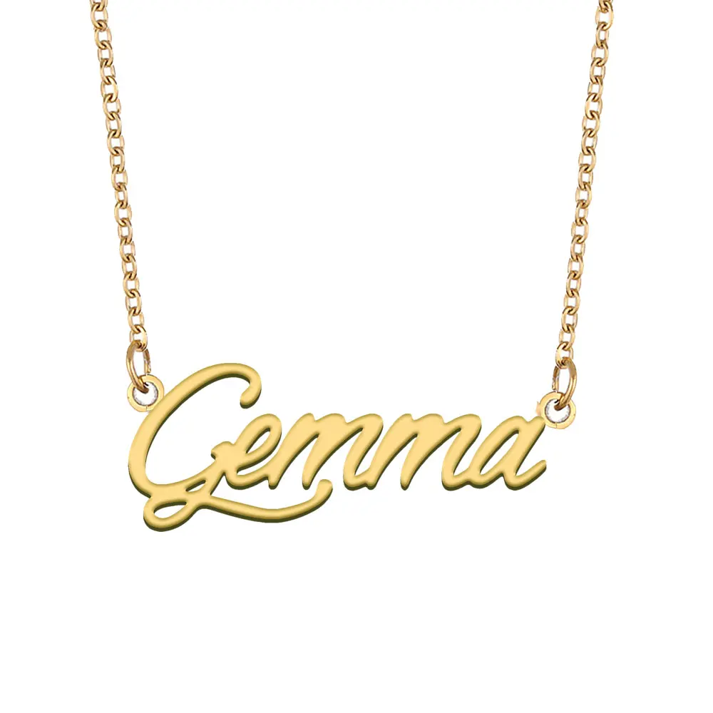 

Gemma Name Necklace for Women Personalized Stainless Steel Jewelry Gold Plated Nameplate Pendant Femme Mothers Girlfriend Gift