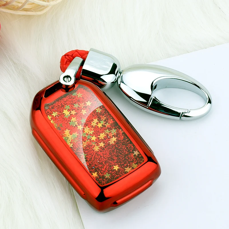 

Shining TPU Quicksand Car Key Case For VW Magotan B8 330TSI DSG Fashion Collocation Crystal keychain car interior keyring new