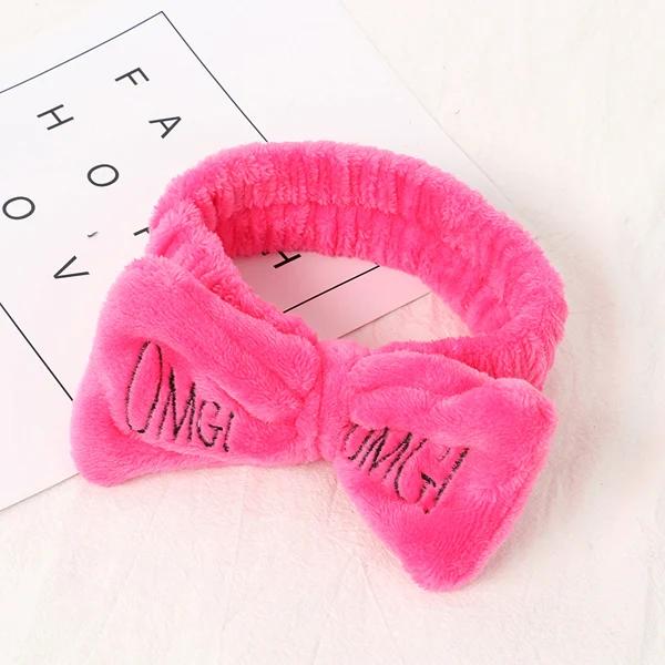 OMG Rose red Модный ободок с бантиком и надписью OMG для женщин и девочек, коралловый флис, повязка на голову для лица, головные уборы, резинки для волос, аксессуары для волос в виде тюрбана - Цвет: OMG Rose red