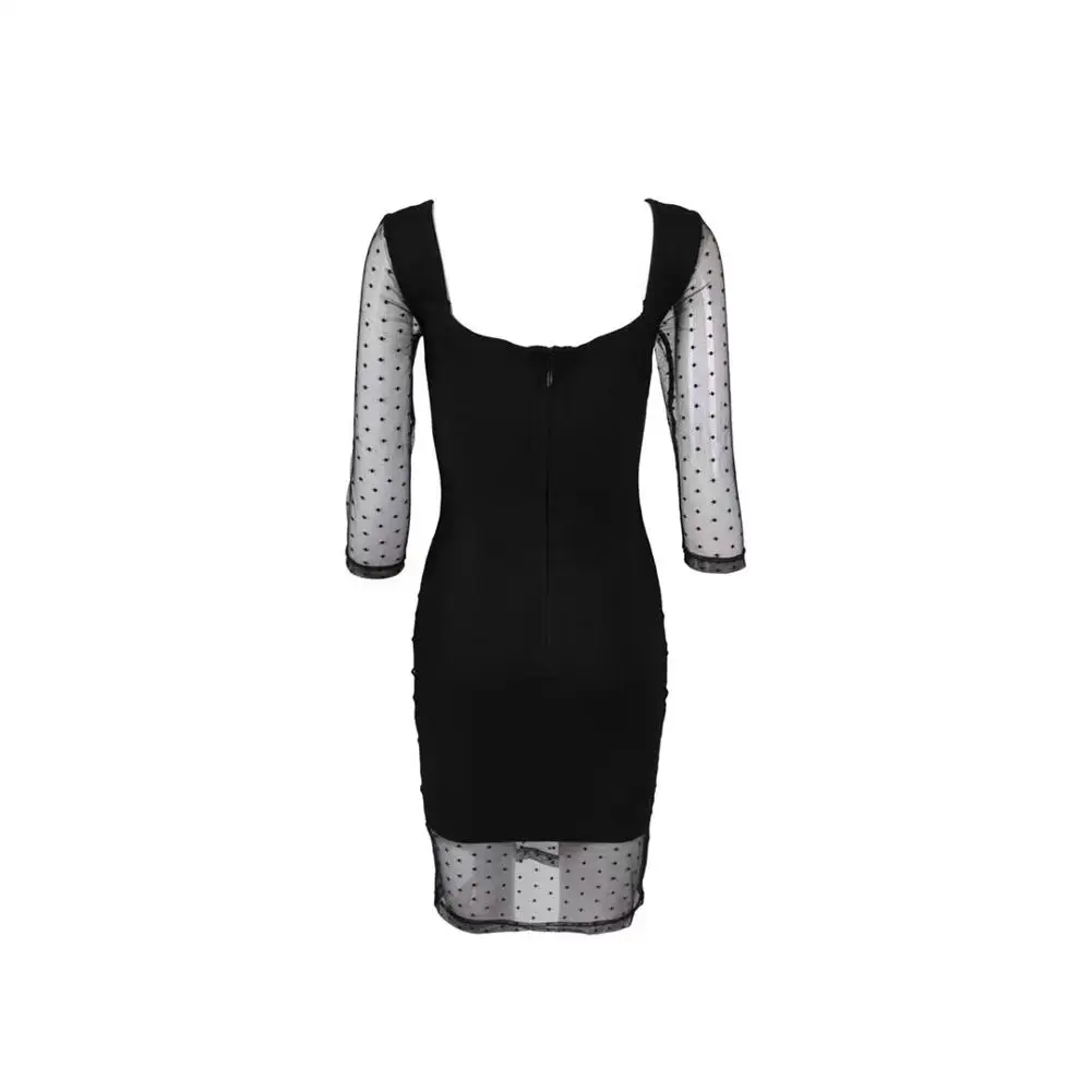 Vestidos, женское сексуальное модное Сетчатое черное Бандажное платье с коротким рукавом, дизайнерские вечерние платья знаменитостей, Vestido