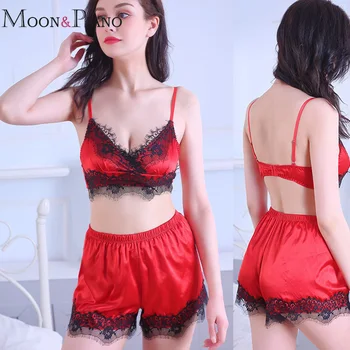 

Woman Underwear Set Sexy Fashion Home Lace Bra Pajamas Smooth Bralette Panties Two-piece Suit Comfortable Breathable Pajama