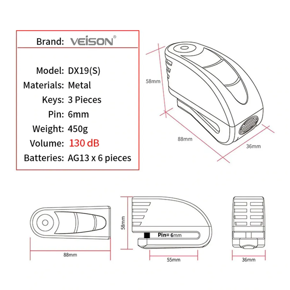 Замок тормозного ротора замок ротора универсальный замок тормозного диска сигнализация для колес велосипеда мотоцикла Противоугонная портативная